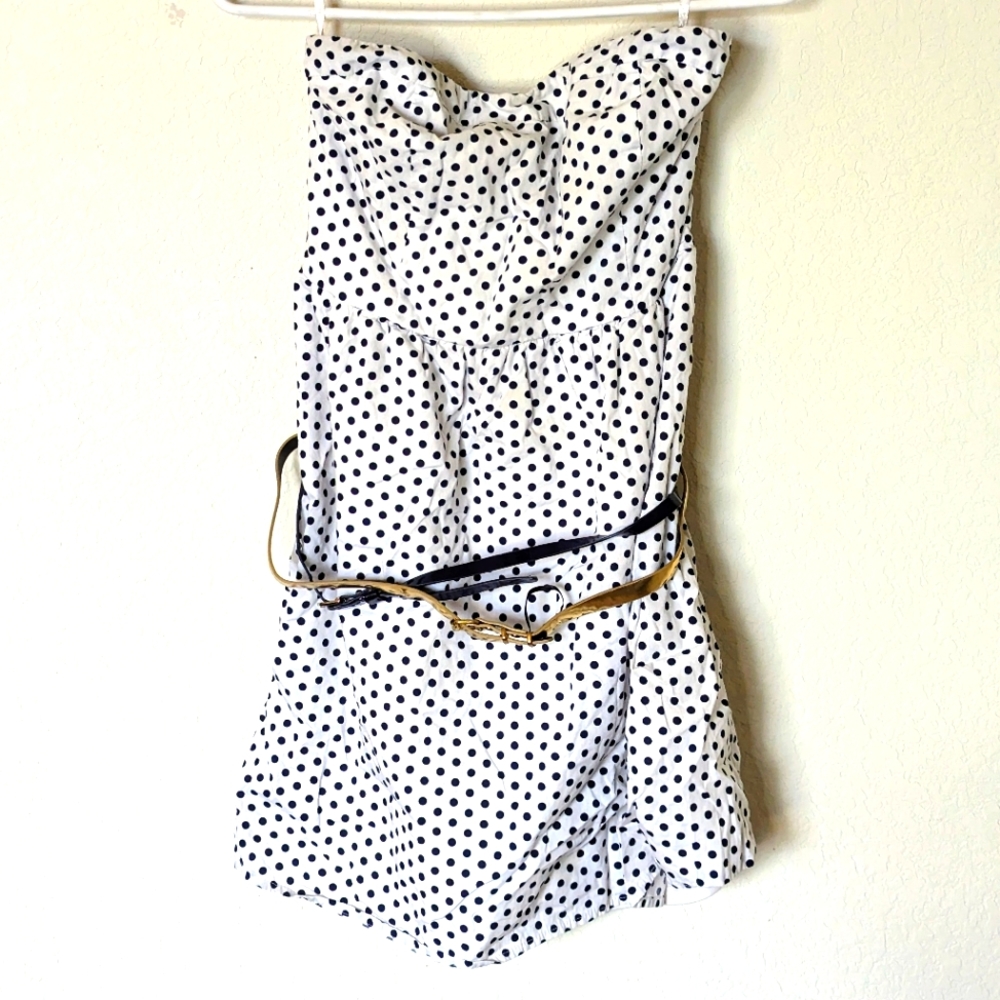 Papaya Polka Dot Sweetheart Strapless A line Mini dress